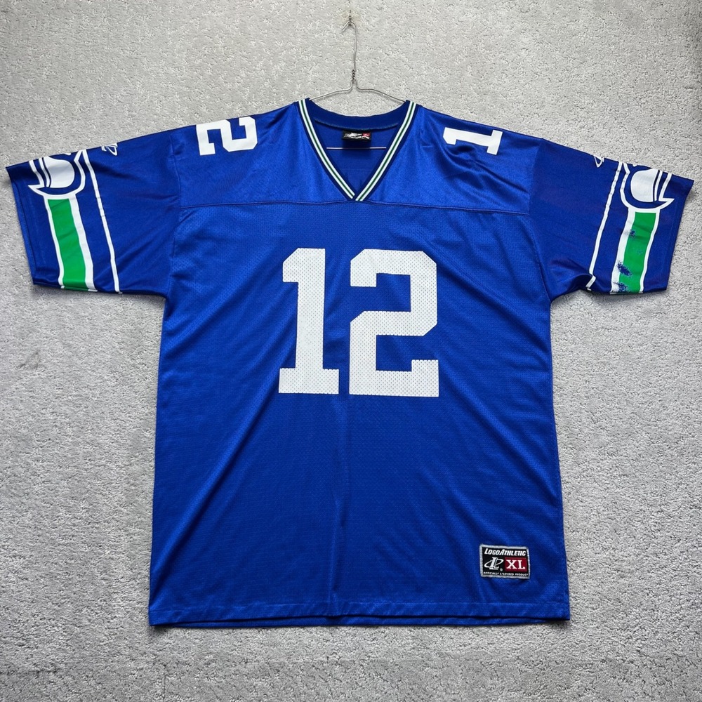VINTAGE Logo Athletic Seattle Seahawks 12 Fan Jersey Mens XL Blue NFL Football